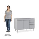 Ver imagem 5 de Balcão de Cozinha para Pia 120cm 3 Portas sem Tampo Michigan Cinza Claro - Lumil Lumil Móveis