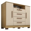 Ver imagem 1 de Comoda Rack 2p 4g Madri 121 Cm Carvalho Am Off White Incp