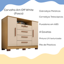 Ver imagem 3 de Comoda Rack 2p 4g Madri 121 Cm Carvalho Am Off White Incp