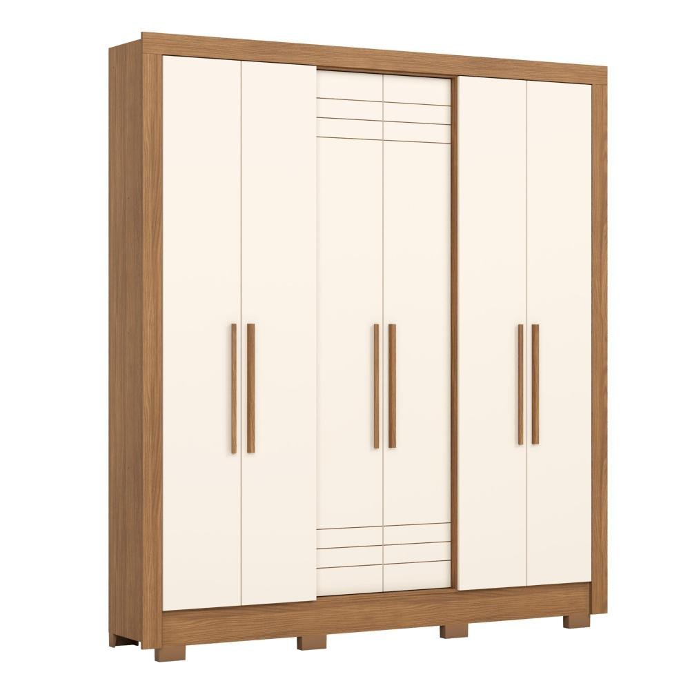 Guarda Roupa Casal B366 6 Portas Nature/off White - Móveis Briz