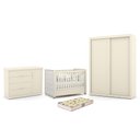 Ver imagem 1 de Dormitório Tutto New 2 Portas, Cômoda 1 Porta e Berço Off White com Capitonê e Colchão Supreme