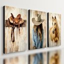 Ver imagem 1 de Kit 3 Quadro Decorativo Cavalo Aquarela Aestethic Moderno Qualidade Premium 40x28cm