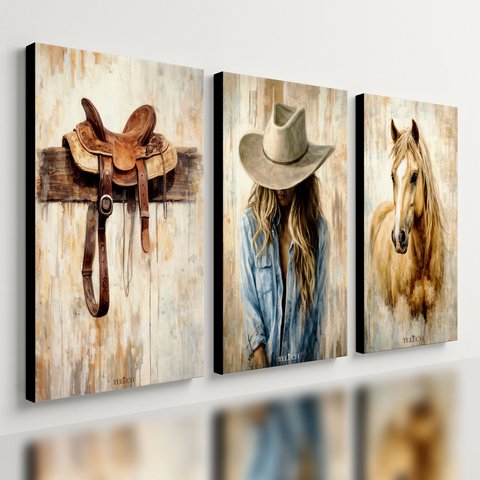 Kit 3 Quadro Decorativo Cavalo Aquarela Aestethic Moderno Qualidade Premium 40x28cm