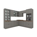 Ver imagem 3 de Cozinha Completa 08 Peças 100% MDF com Torre Quente 2 Fornos e Cristaleira Cinza/Nature Americana