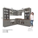 Ver imagem 4 de Cozinha Completa 08 Peças 100% MDF com Torre Quente 2 Fornos e Cristaleira Cinza/Nature Americana