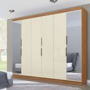 Ver imagem 1 de Guarda-roupa Casal 12k 6 Portas 4 Gavetas com Espelho Cinamomo/off White - Maxel