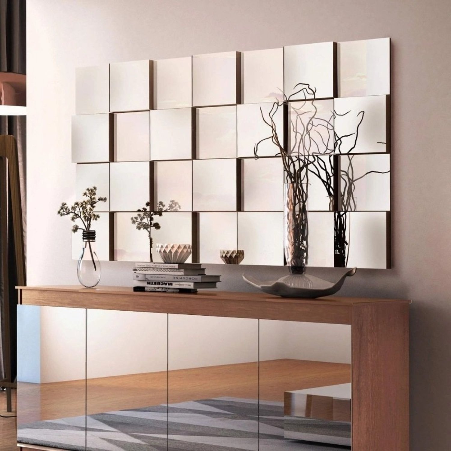 Espelho Decorativo 3D Painel Placa Vidro 28 Peças Liverpool Lopes Decor - 2