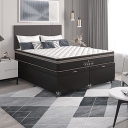 Cama Box Baú Casal Bipartido + Colchão Paris Molas Ensacadas Pocket - 66x138x188cm - Jacquard - 6