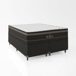 Cama Box Baú Casal Bipartido + Colchão Paris Molas Ensacadas Pocket - 66x138x188cm - Jacquard - 4