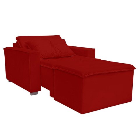 Poltrona Cama com Puff para Sala Confortavél Moderna Suede