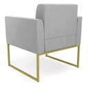 Ver imagem 3 de Kit 1 Sofá Namoradeira e 1 Poltrona Elisa Suede Cinza Base Metálica Industrial Dourada - D'Rossi