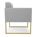 Ver imagem 4 de Kit 1 Sofá Namoradeira e 1 Poltrona Elisa Suede Cinza Base Metálica Industrial Dourada - D'Rossi