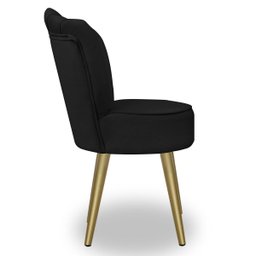 Cadeira para Studio Maquiagem Clinica Estética com Pés Dourado Veludo Preto Bz Home Decor - 4
