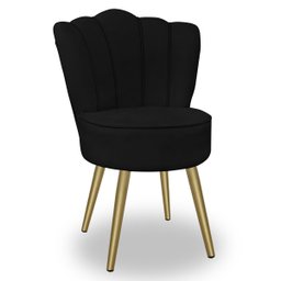 Cadeira para Studio Maquiagem Clinica Estética com Pés Dourado Veludo Preto Bz Home Decor - 3
