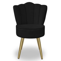 Cadeira para Studio Maquiagem Clinica Estética com Pés Dourado Veludo Preto Bz Home Decor - 2