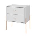 Ver imagem 2 de Mesa de Cabeceira Minimalista com Pés Finos de Ferro - Branco Laca com Puxadores e Pés Rosé