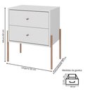 Ver imagem 4 de Mesa de Cabeceira Minimalista com Pés Finos de Ferro - Branco Laca com Puxadores e Pés Rosé