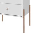 Ver imagem 3 de Mesa de Cabeceira Minimalista com Pés Finos de Ferro - Branco Laca com Puxadores e Pés Rosé