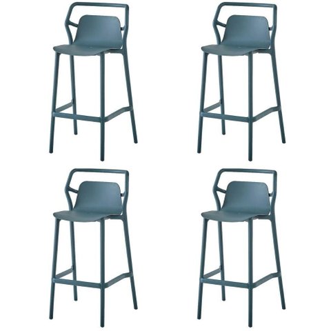 Kit 4 Banquetas Altas Empilhável Enjoy Rivatti 105 Cm (altura) em Pp Cor Azul Aura com Proteção
