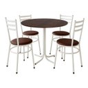 Ver imagem 1 de Mesa de Jantar Redonda 80cm Imbuia com 4 Cadeiras Estofada Branca
