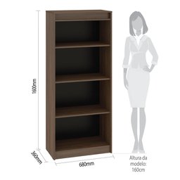 Armário Multiuso Aberto Escritório Sala Quarto Decoração Organizador 3 Prateleiras Marrom - 2