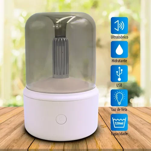 Ver imagem 1 de Umidificador Difusor Aromatizador Elétrico Usb Efeito Luz Cor Branco