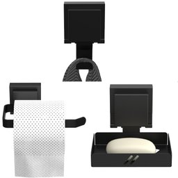 Kit Acessórios de Banheiro Ventosa Preto 5 Peças Duplo F.max - 4