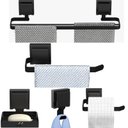 Ver imagem 4 de Kit Acessórios de Banheiro Ventosa Preto 5 Peças Duplo F.max