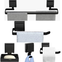 Kit Acessórios de Banheiro Ventosa Preto 5 Peças Duplo F.max - 4