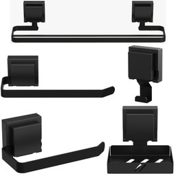 Kit Acessórios de Banheiro Ventosa Preto 5 Peças Duplo F.max - 1
