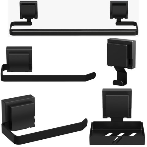 Kit Acessórios de Banheiro Ventosa Preto 5 Peças Duplo F.max
