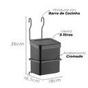 Ver imagem 2 de Suporte com Lixeira Aéreo Pendurar Barra de Cozinha ou Porta:Preto
