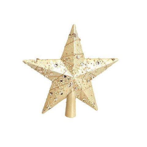 Topo de Árvore de Natal Estrela Champagne com Brilho 19cm | Natal Formosinha