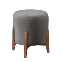 Ver imagem 1 de Puff Estofado Decorativo para Sala Redondo Paris Linho Cor:cinza