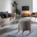 Ver imagem 2 de Puff Estofado Decorativo para Sala Redondo Paris Linho Cor:cinza