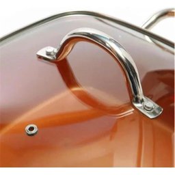 Kit Panela Caçarola Frigideira Titânio Cerâmica Grande com Cesto Cor Cobre - 3