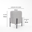 Ver imagem 3 de Puff Siena Decorativo Tecido Linho Banqueta Redondo Pés de Metal