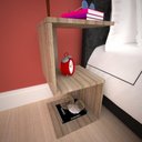 Ver imagem 1 de Mesa de Cabeceira Simples Amadeirado Minimalista Moderno Mesa Lateral Mdf