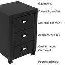 Ver imagem 3 de Gaveteiro para Escritório Home Office ME4108 MDP Preto - Gran Belo