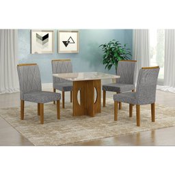 Conjunto Sala de Jantar Mesa 90cm com 4 Cadeiras Lorena Leifer Móveis - 1 Conjunto Sala de Jantar Mesa 90cm com 4 Cadeiras Lorena Leifer Móveis - 1