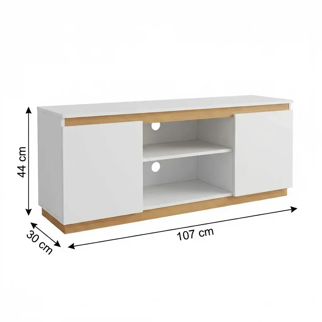 Ver imagem 3 de Rack para TV até 45 Polegadas MDF 107cm Cava Sala Branco E Amadeirado