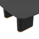 Ver imagem 3 de Mesa de Jantar Lintz com Vidro 184 cm - Preto Fosco c/ Dourado