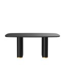 Ver imagem 1 de Mesa de Jantar Lintz com Vidro 184 cm - Preto Fosco c/ Dourado