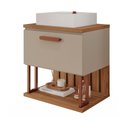 Ver imagem 1 de Gabinete para Banheiro 60 Cm 100% Mdf Nicho 1 Porta Basculante Duna Mgm Móveis Cappuccino/freijo