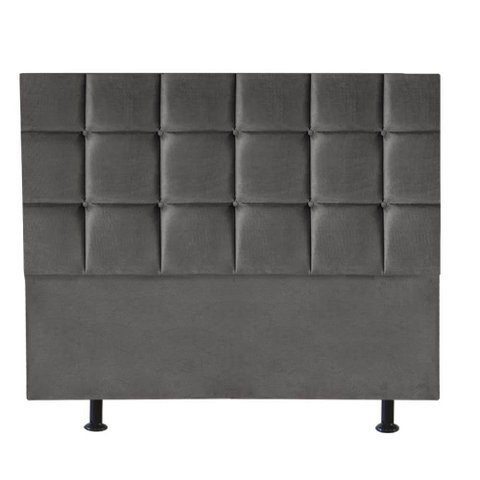 Cabeceira Estofada Cama Box Casal Queen 160cm Espanha Corino Cinza Escuro- Mabe Magazine