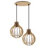Luminaria Pendente Duplo Bali E27 Madeira Mdf Cr Desmontada:rústico - 1