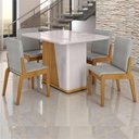 Ver imagem 2 de Kit Mesa de Jantar Harmonia com 4 Cadeiras Sinfonia em Linho Naturale/off White/cinza