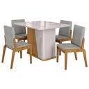 Ver imagem 1 de Kit Mesa de Jantar Harmonia com 4 Cadeiras Sinfonia em Linho Naturale/off White/cinza