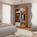 Ver imagem 2 de Guarda-Roupa Infantil Lisboa 4 Portas 2 Gavetas com Espelho Cinamomo/Off White - Panorama Móveis