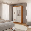 Ver imagem 1 de Guarda-Roupa Infantil Lisboa 4 Portas 2 Gavetas com Espelho Cinamomo/Off White - Panorama Móveis